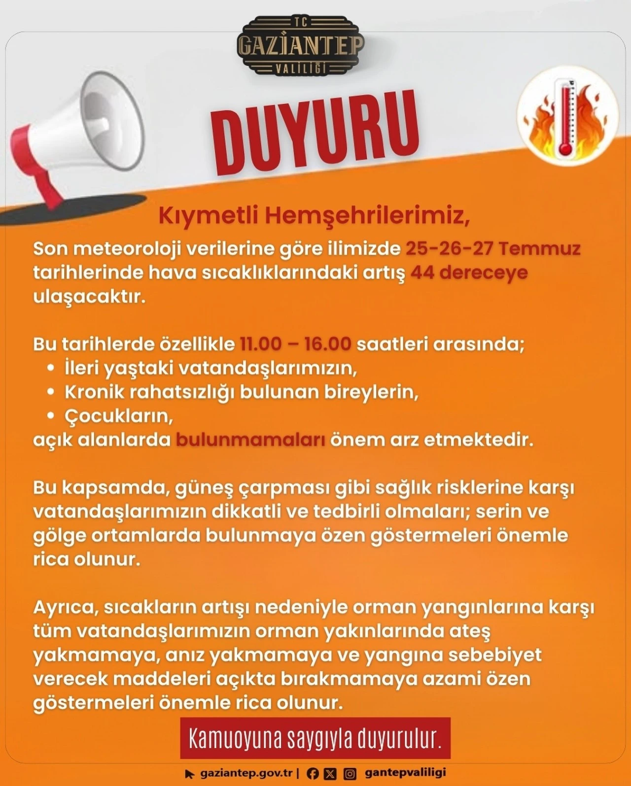 Gaziantep Valiliği Uyardı: