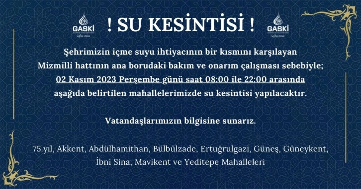 Kamuoyunun Dikkatine… Su Kesintisi❗️