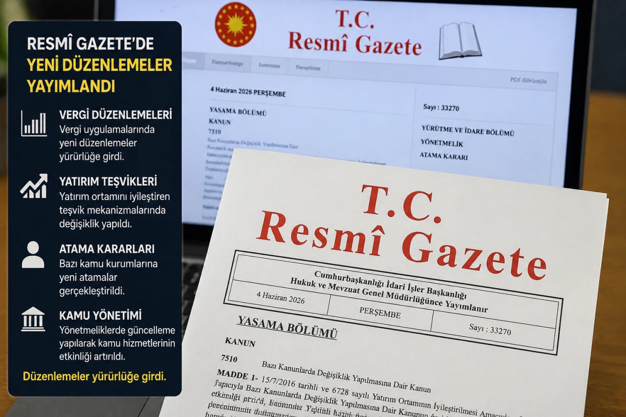 Resm&icirc; Gazete'de Yeni D&uuml;zenlemeler Yayımlandı: Vergi, Yatırım ve Kamu Y&ouml;netiminde &Ouml;nemli Değişiklikler