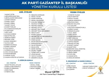 AK PARTİ GAZİANTEP İL BAŞKANLIĞI YÖNETİM KURULU LİSTESİ