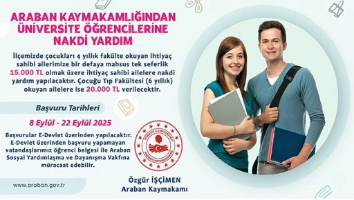 Araban Kaymakamlığı&rsquo;ndan &uuml;niversite &ouml;ğrencilerine nakdi yardım