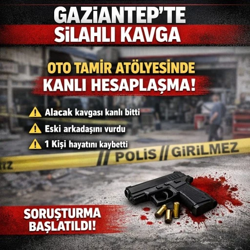 Gaziantep&rsquo;te Oto Tamir At&ouml;lyesinde Silahlı Kavga: 1 &Ouml;l&uuml;