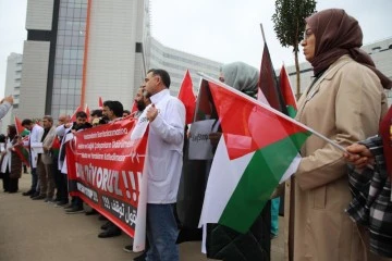 Gaziantep'te sağlık çalışanları Gazze'deki vahşete 'dur' dedi