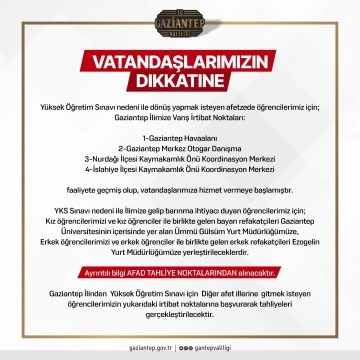 Gaziantep valiliğin den duyuru 