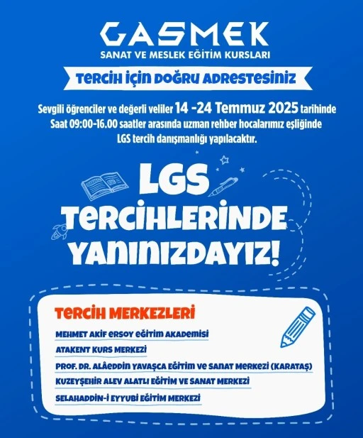 GASMEK, LGS TERCİHLERİNDE &Ouml;ĞRENCİLERE DESTEK SAĞLIYOR