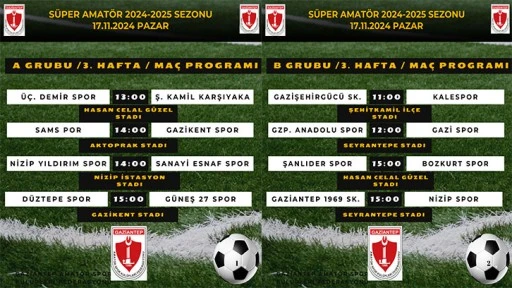 SÜPER AMATÖR KÜME 3. HAFTA PROGRAMI AÇIKLANDI.
